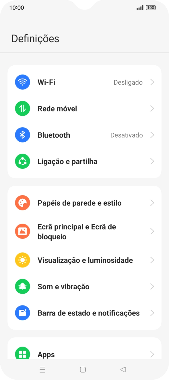 Prima Barra de estado e notificações.