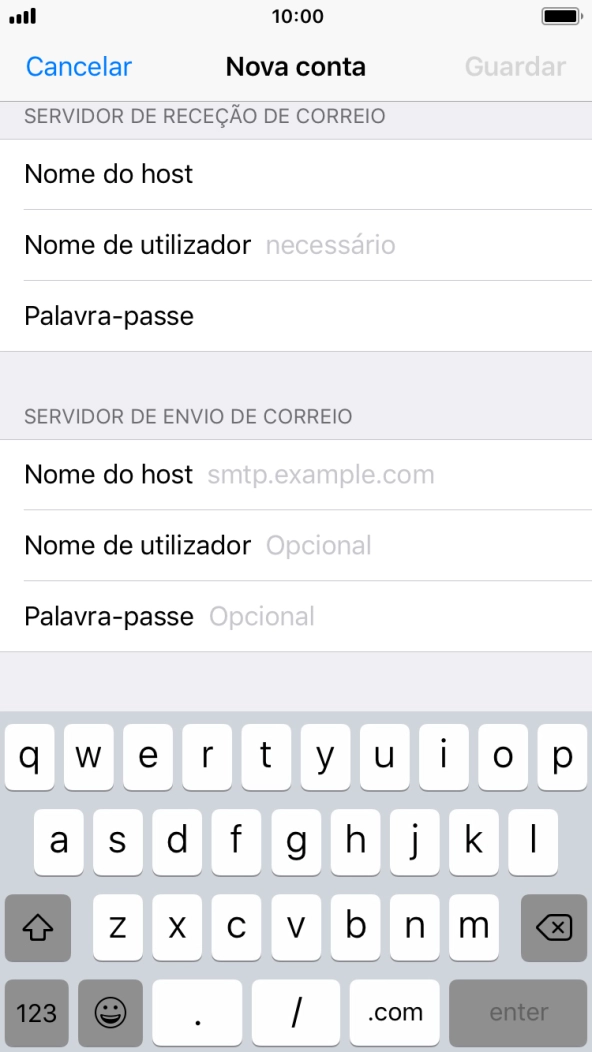Prima Nome de utilizador e introduza o nome de utilizador da sua conta de e-mail.