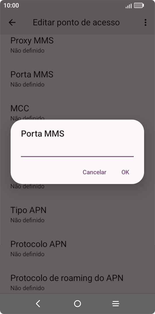 Introduza 80 e prima OK.