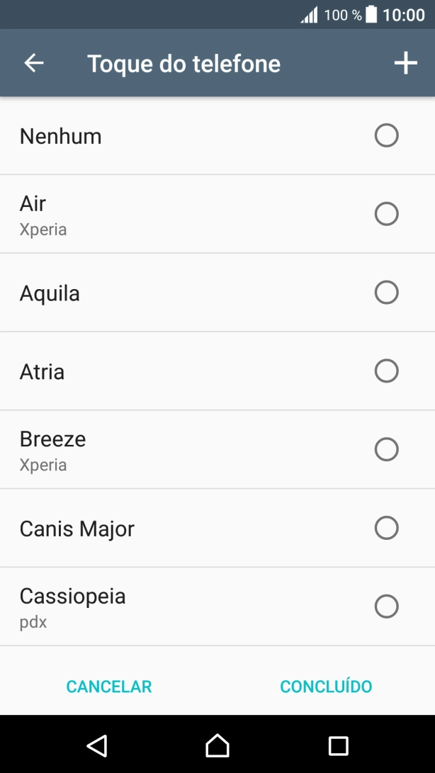 Prima o ícone para adicionar um tom de toque e vá até à pasta pretendida.