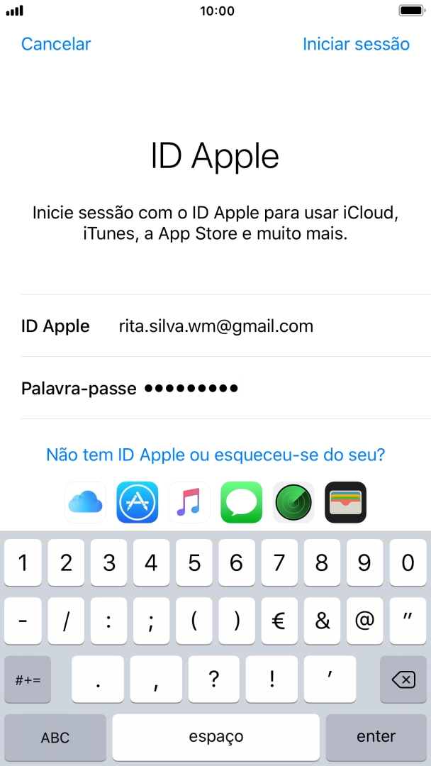 Prima Iniciar sessão.