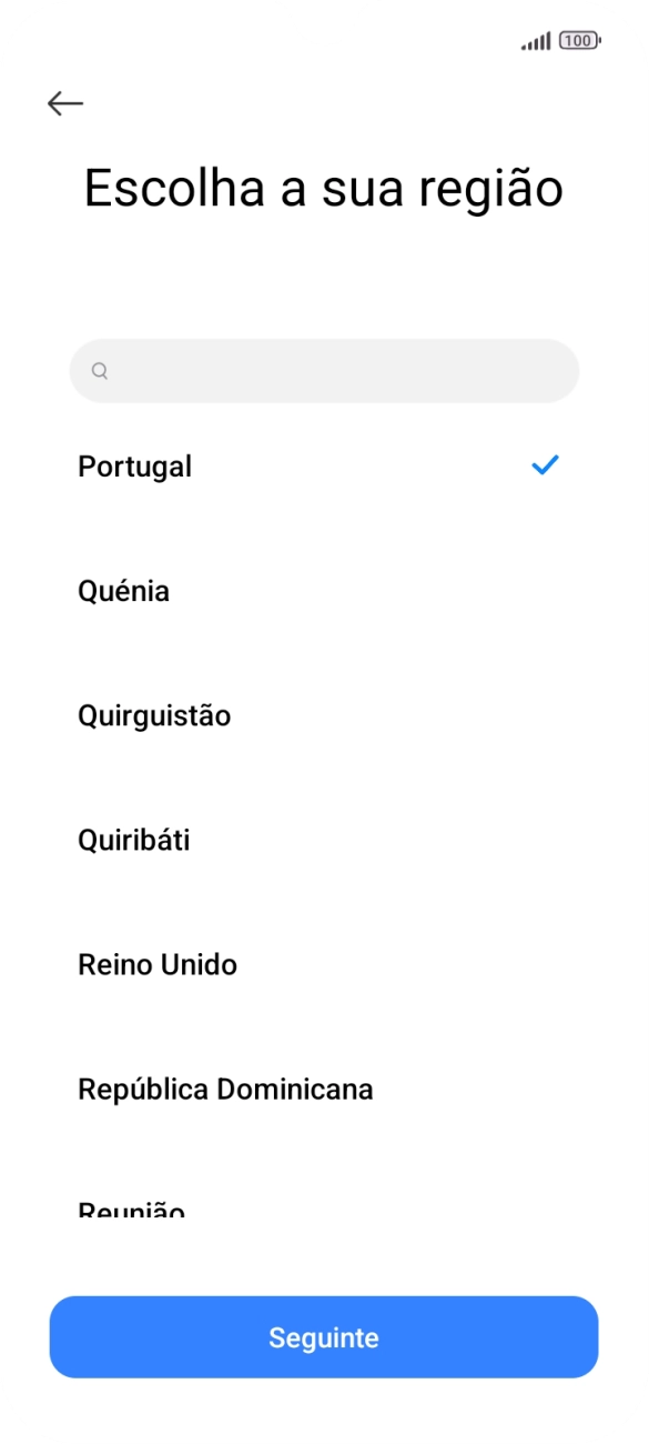 Prima a área ou país pretendido.