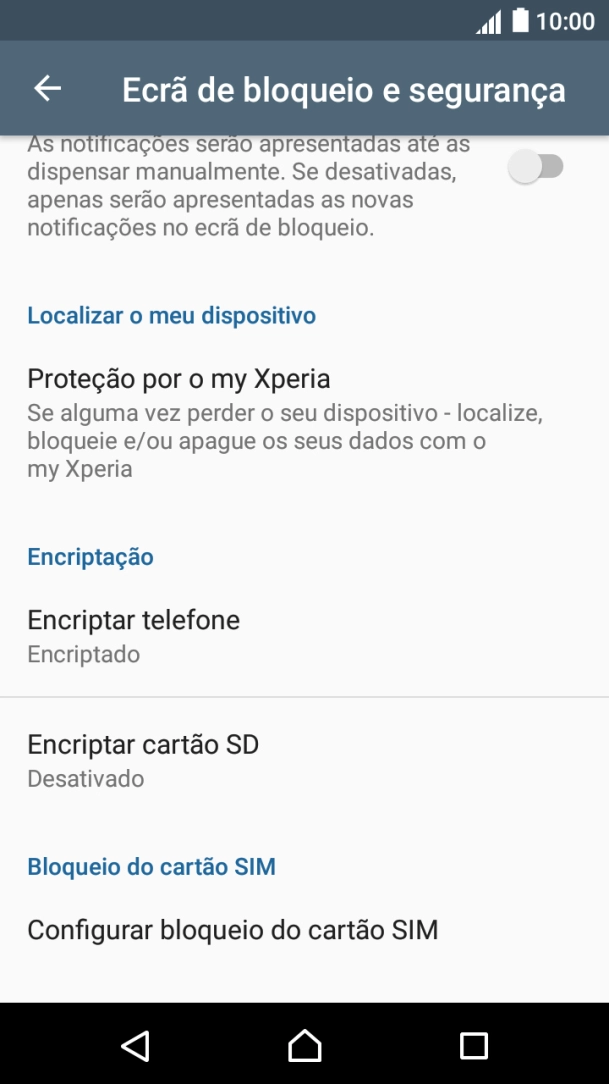 Prima Configurar bloqueio do cartão SIM.