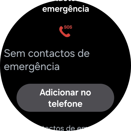 Prima Adicionar no telefone e siga as indicações no seu telefone, para definir os seus contactos de emergência.