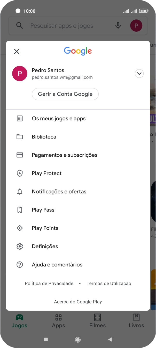 Prima Os meus jogos e apps.