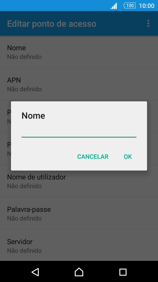 Introduza Vodafone Internet e prima OK.