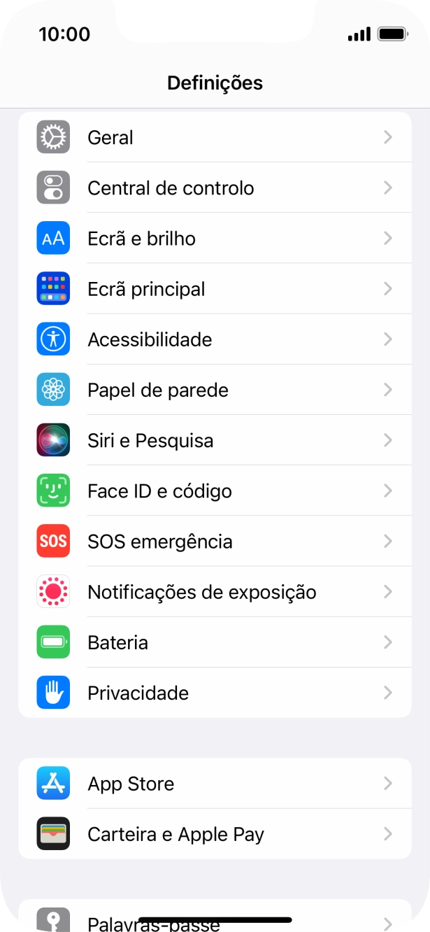 Prima Face ID e código.