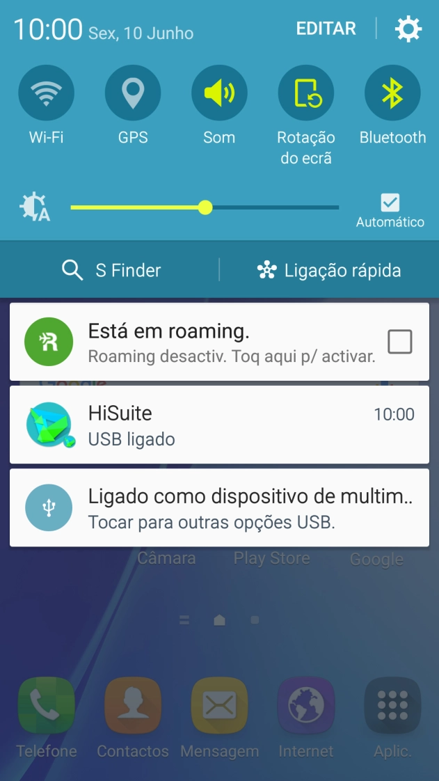 Prima o ícone de perfil para ativar ou desativar o perfil silencioso.