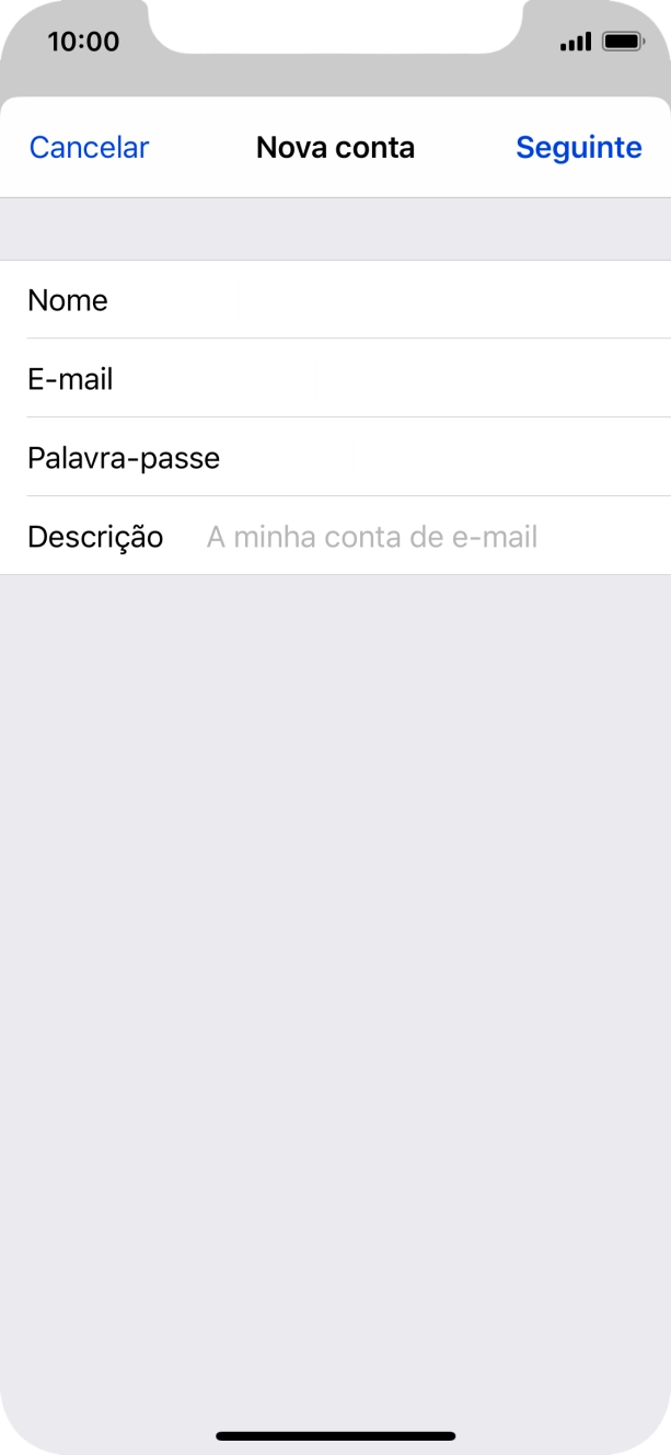 Prima Descrição e introduza o nome pretendido da conta de e-mail.