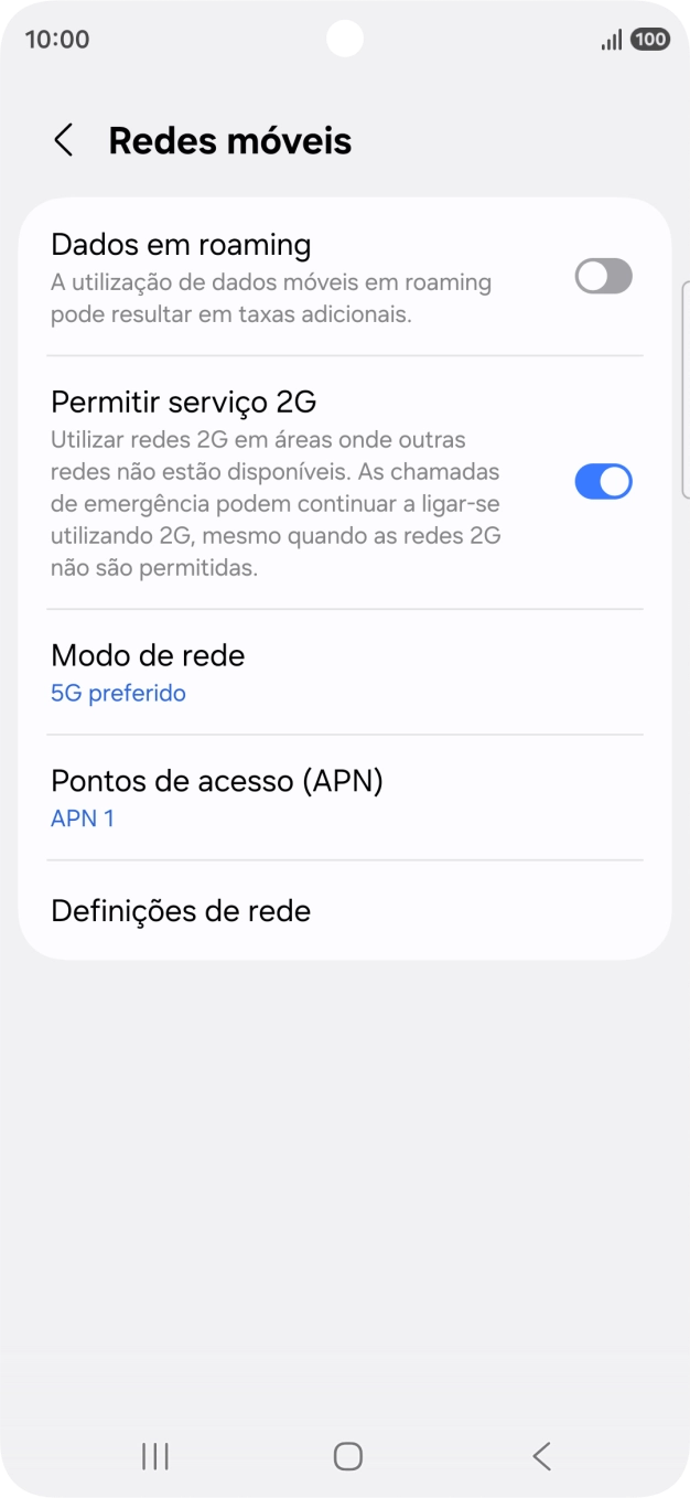 Prima Definições de rede.