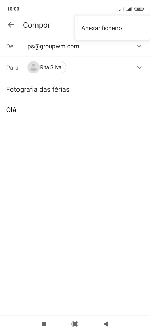Prima Anexar ficheiro e vá até à pasta pretendida.