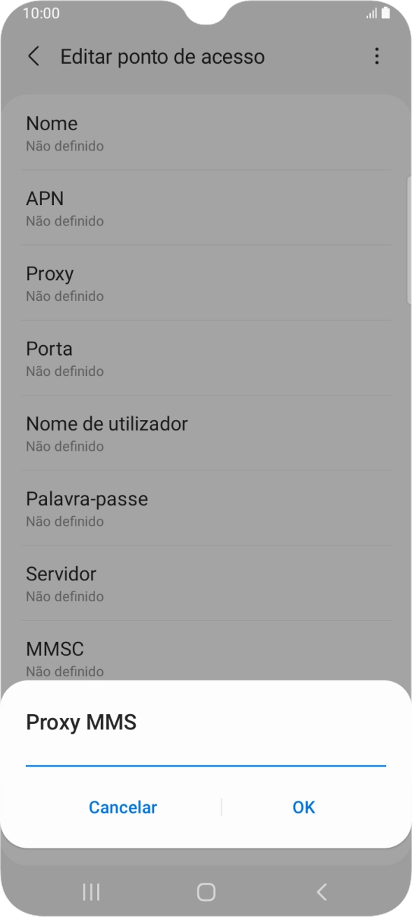 Introduza iproxy.vodafone.pt e prima OK.