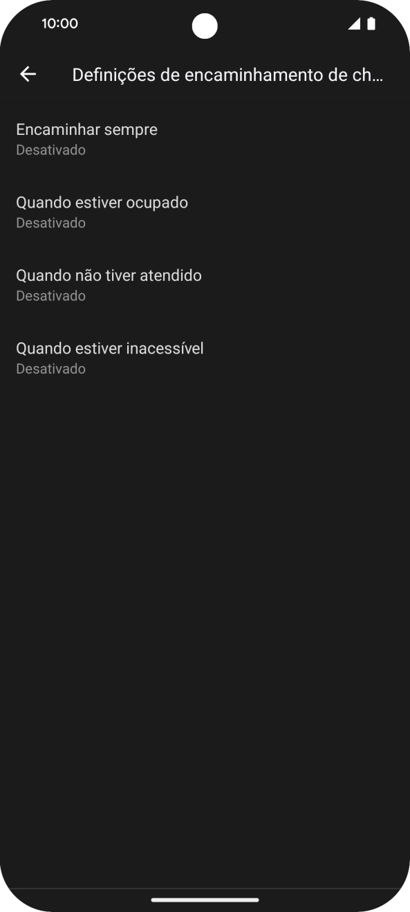 Prima o tipo de desvio pretendido.
