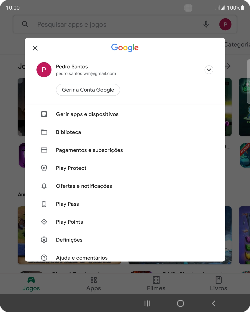Prima Gerir apps e dispositivos.