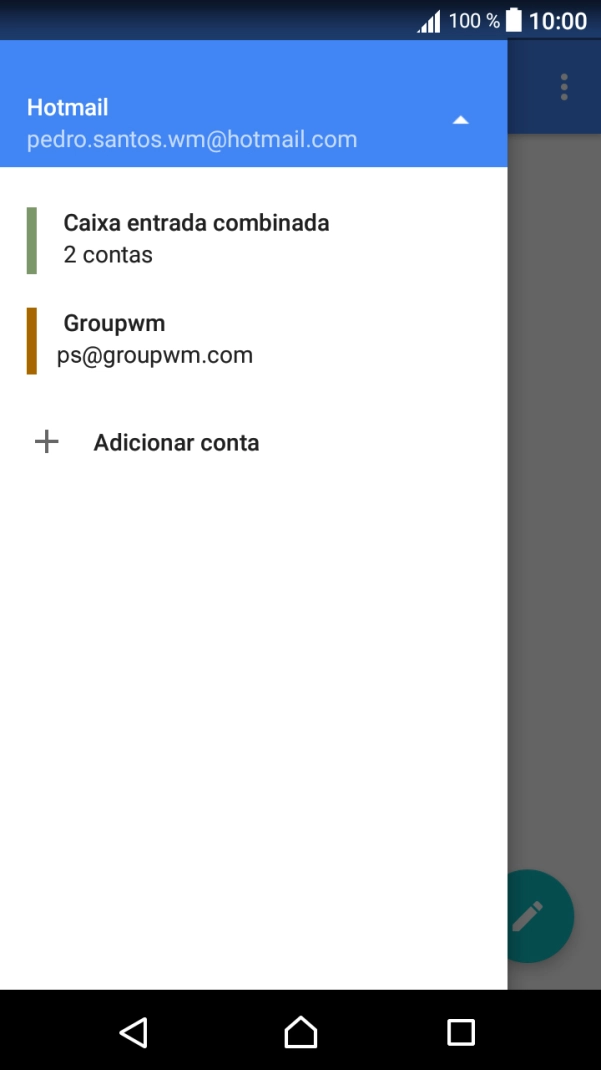 Prima a conta de e-mail pretendida.