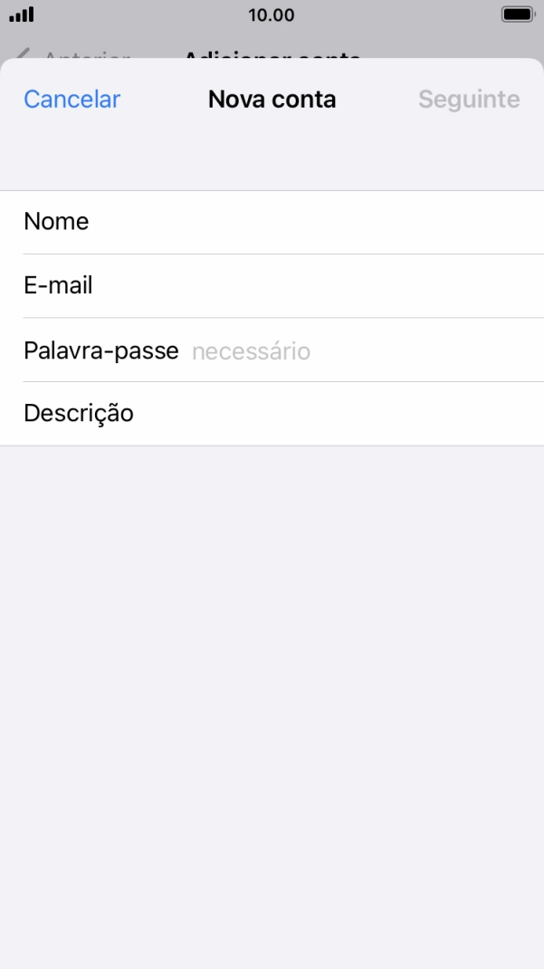 Prima Palavra-passe e introduza a password da sua conta de e-mail na Vodafone.