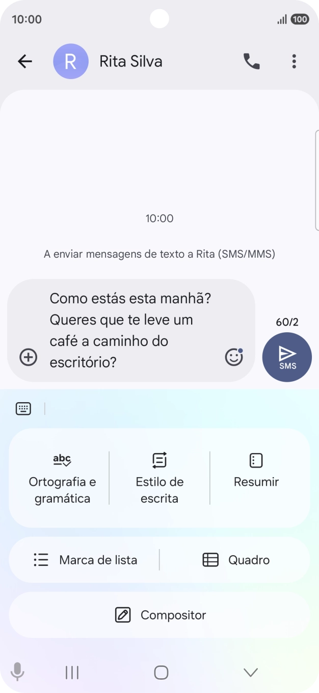 Para alterar o estilo de escrita do seu texto, prima em Estilo de escrita e siga as indicações no ecrã, para utilizar a função.