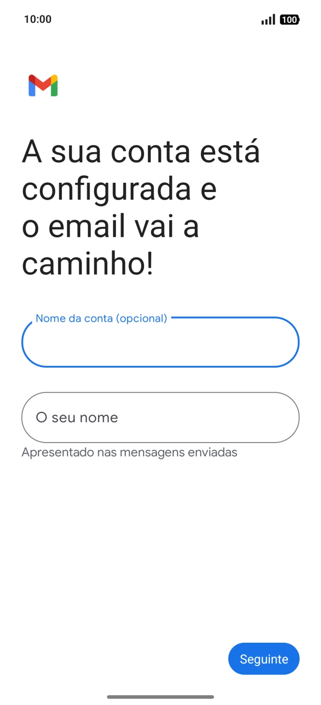 Prima O seu nome e introduza o nome do remetente pretendido.