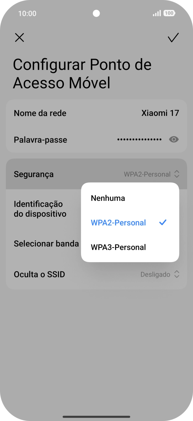 Prima WPA3-Personal para proteger o hotspot Wi-Fi com uma password.