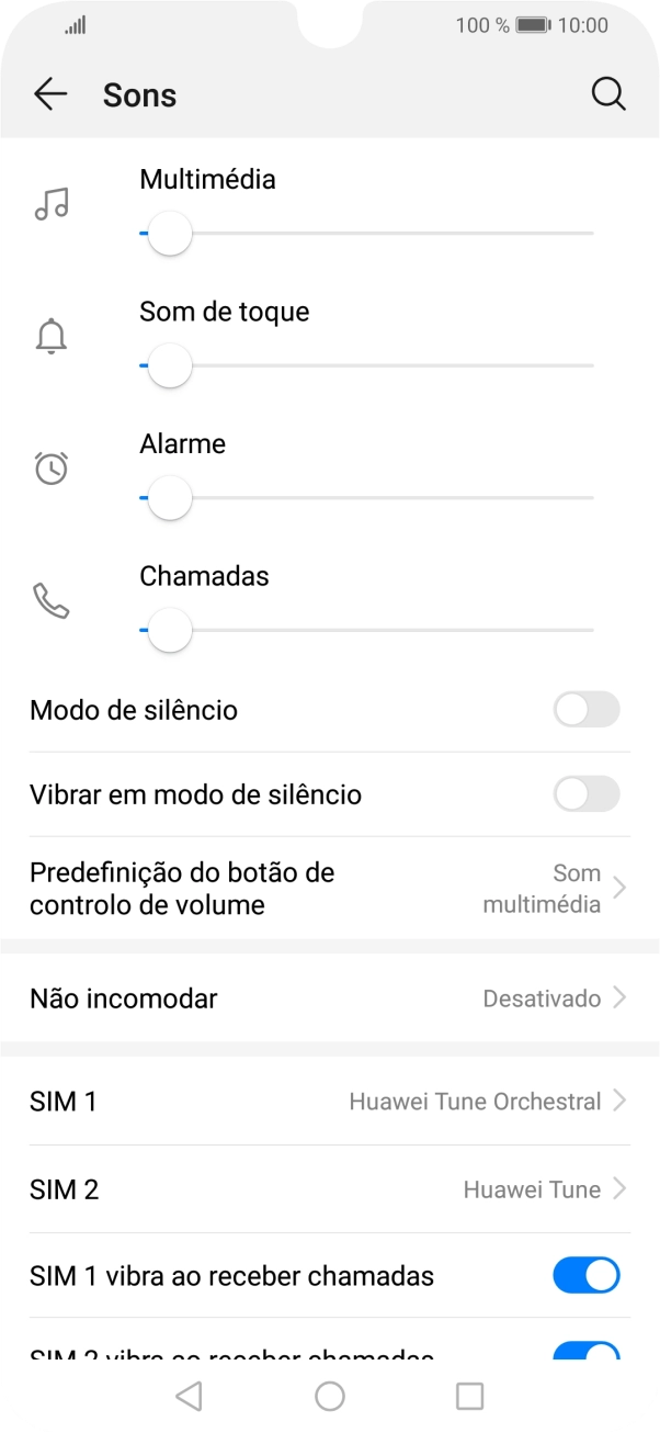 Prima o nome do cartão SIM.