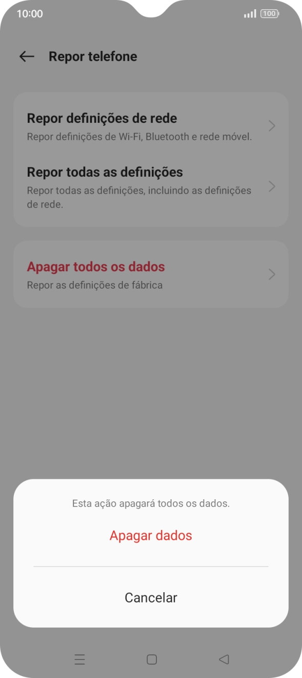 Prima Apagar dados.