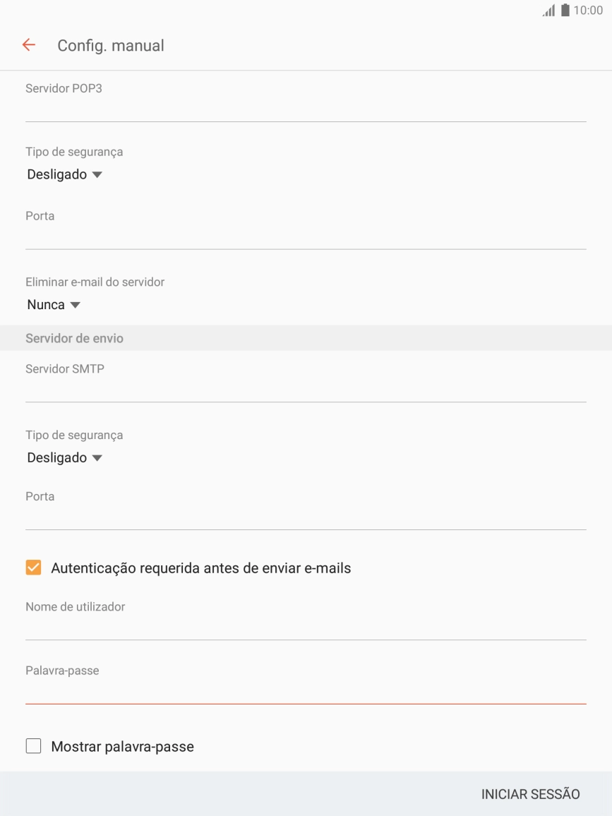 Prima INICIAR SESSÃO.