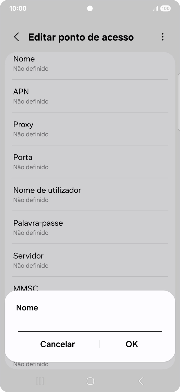 Introduza Vodafone Internet e prima OK.