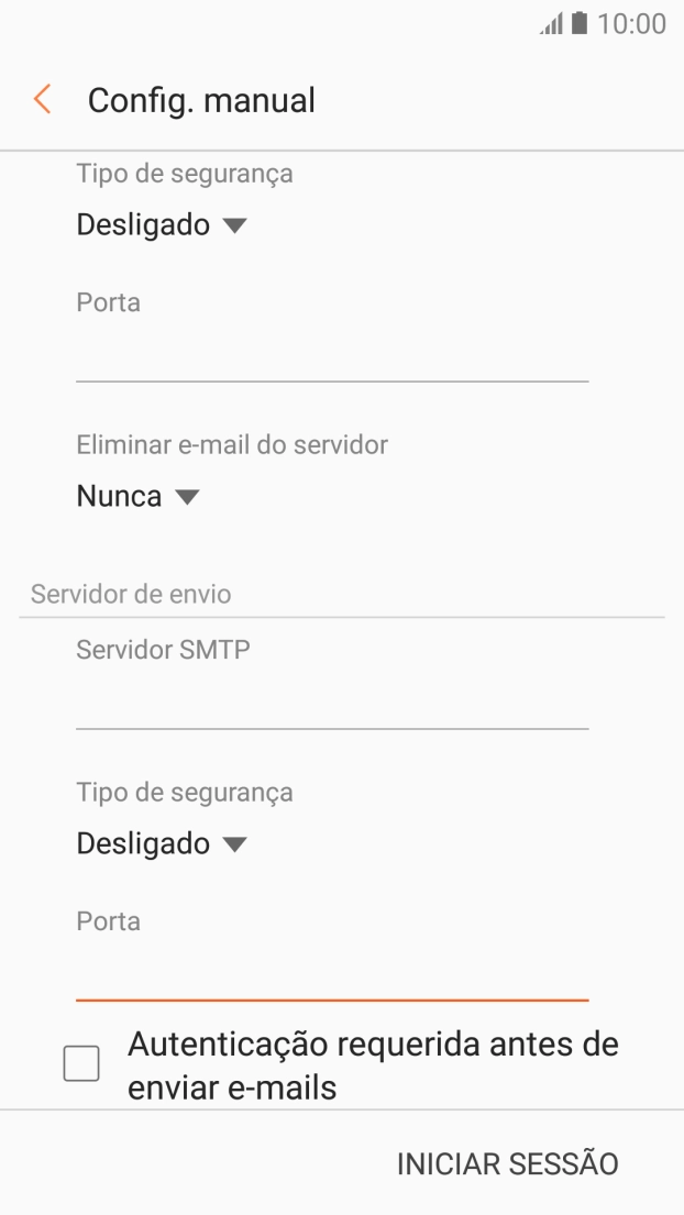 Prima Autenticação requerida antes de enviar e-mails para ativar a função.