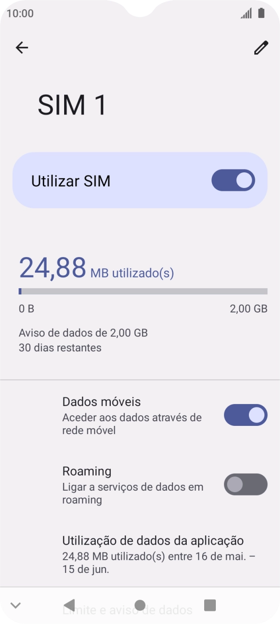 Prima Utilização de dados da aplicação.
