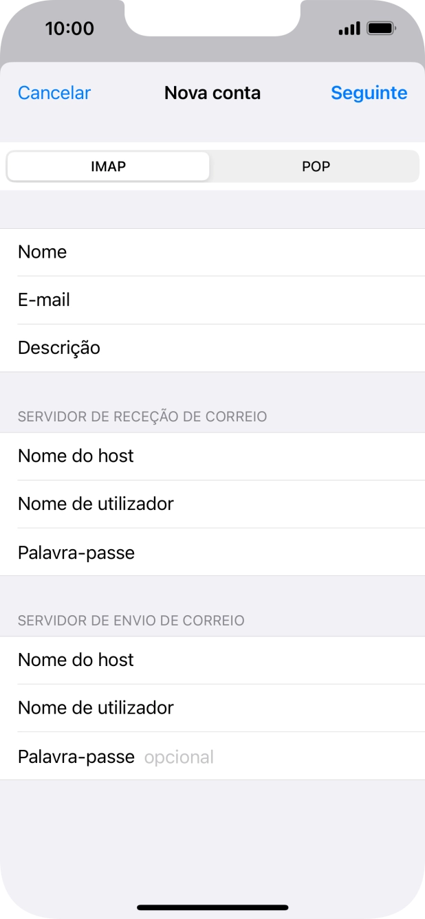 Prima Palavra-passe e introduza a password da sua conta de e-mail na Vodafone.