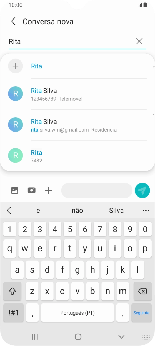 Prima o contacto pretendido.
