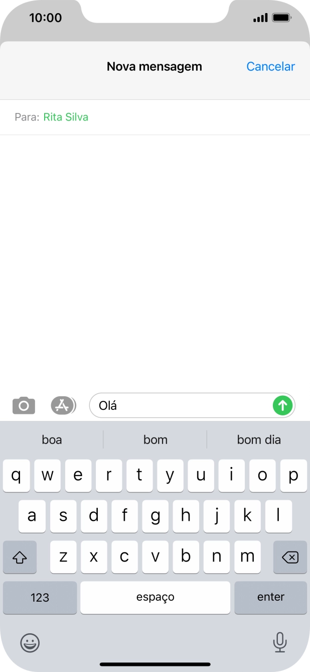 Prima o ícone para enviar.