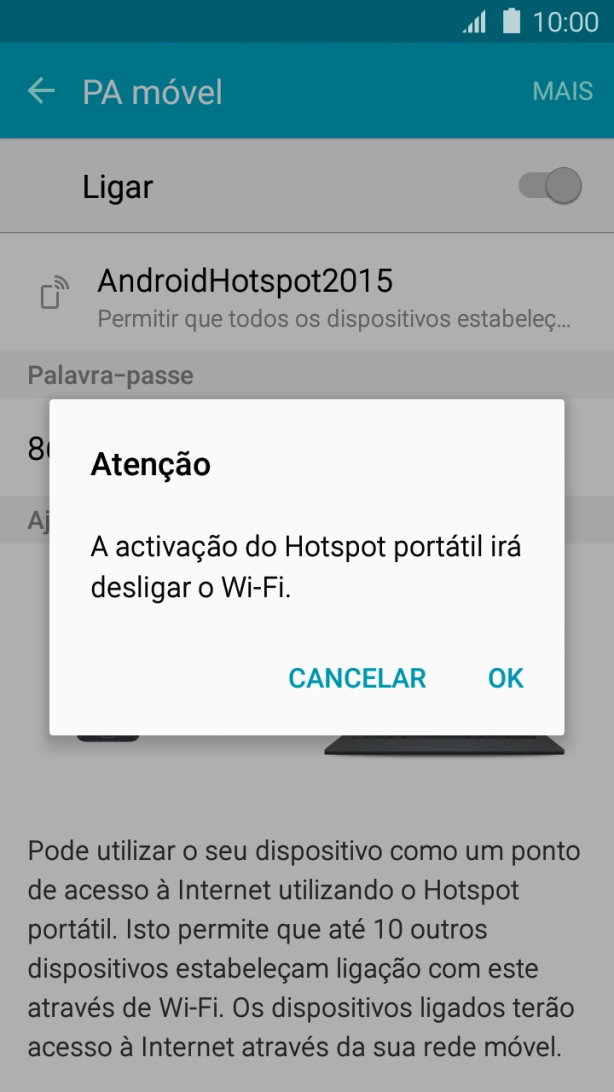 Se o Wi-Fi estiver ativado, prima OK.