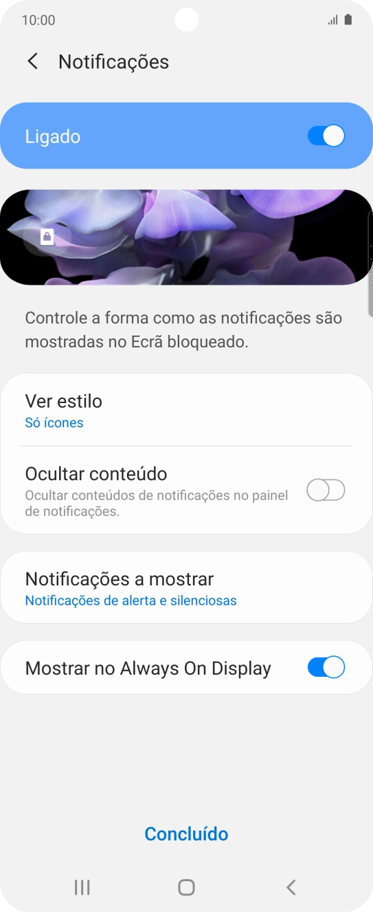 Prima as definições pretendidas para as ativar ou desativar.