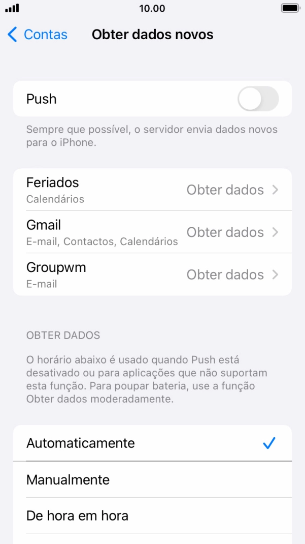Se desativar a função, prima a definição pretendida.