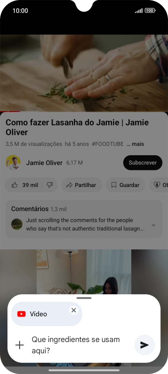 Siga as indicações no ecrã para escrever ou ditar a pergunta pretendida para o vídeo.