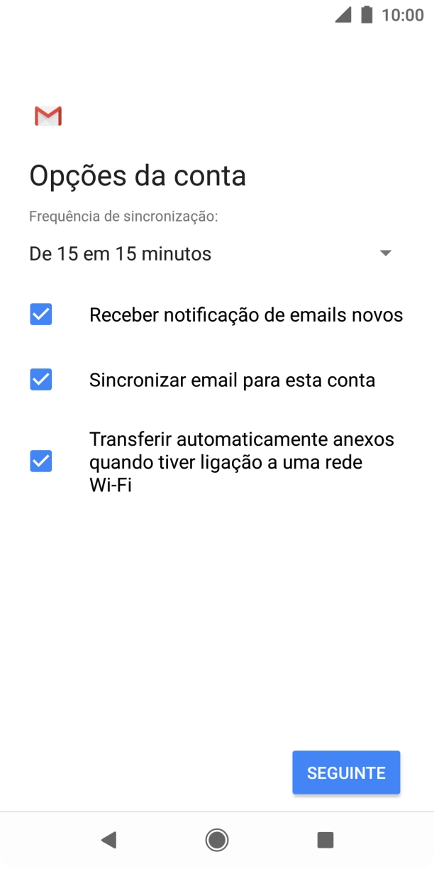 Se o ecrã mostrar esta imagem, a sua conta foi identificada e configurada automaticamente. Siga as indicações no ecrã para introduzir informações adicionais e concluir a configuração.