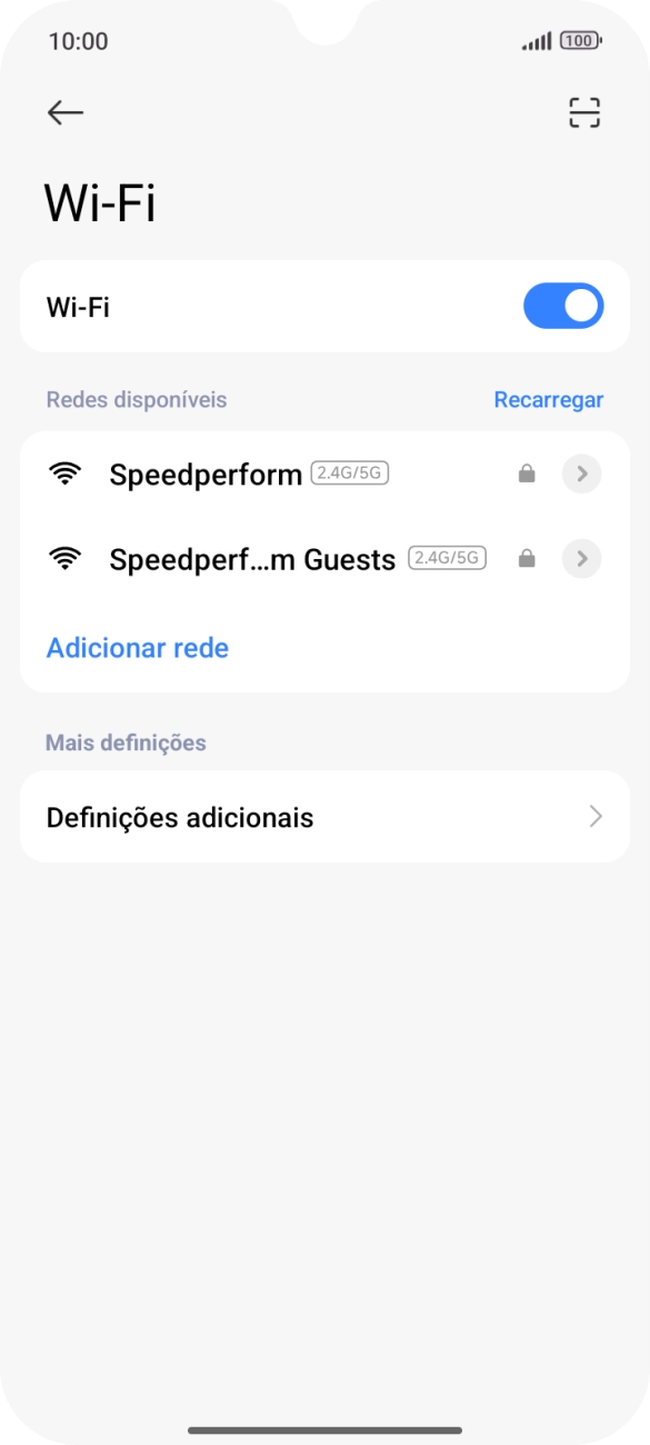Prima a rede pretendida.