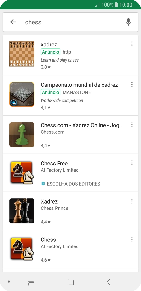 Prima a app pretendida.