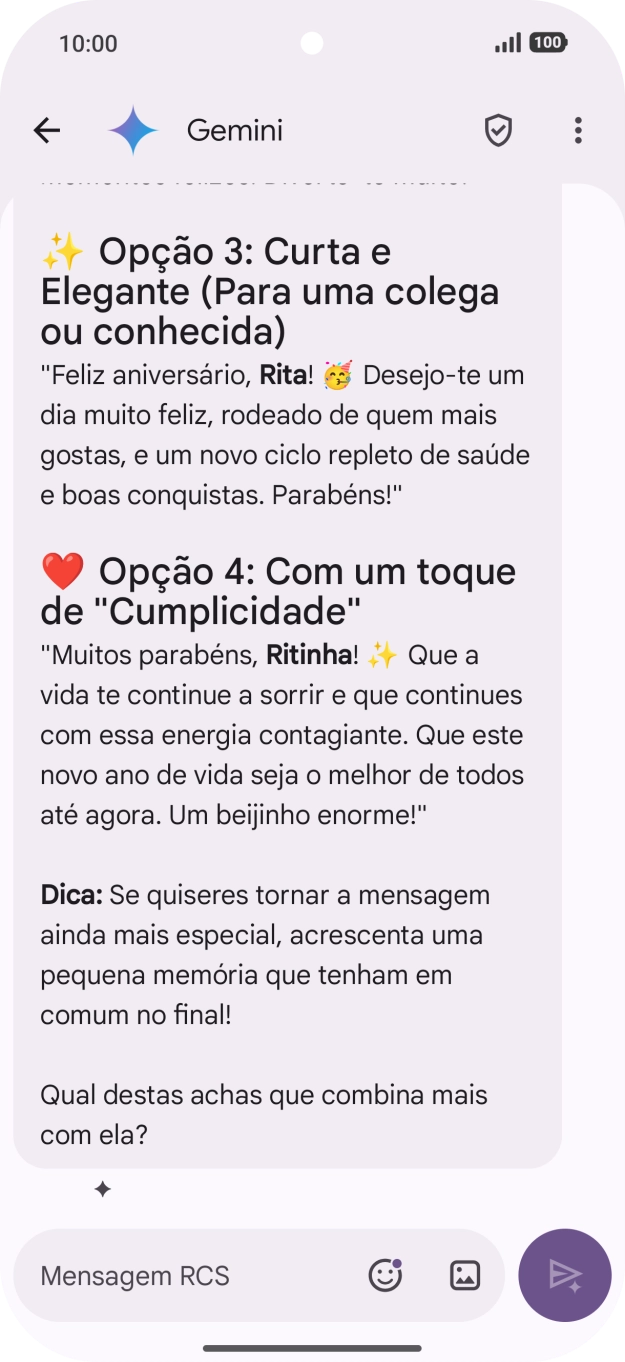 As sugestões de texto da Gemini são agora mostradas no ecrã.