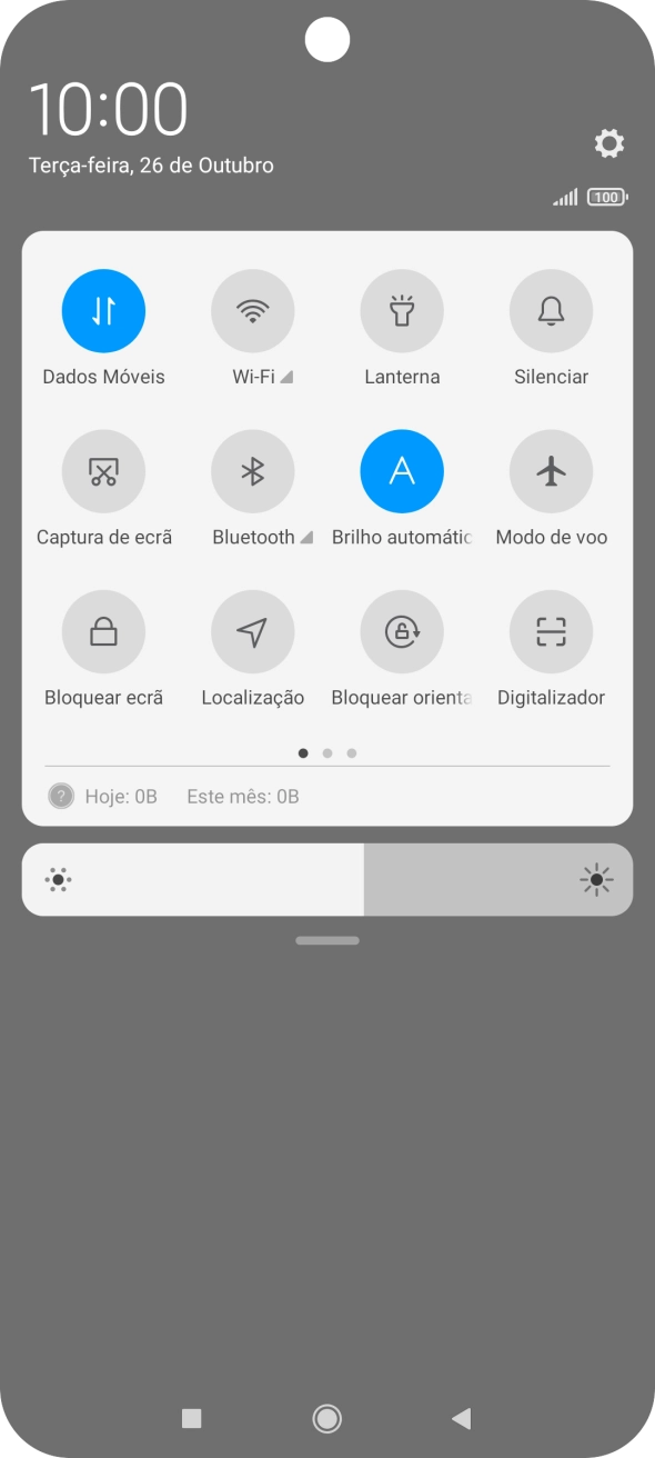 Prima o ícone de dados móveis para ativar ou desativar a função.