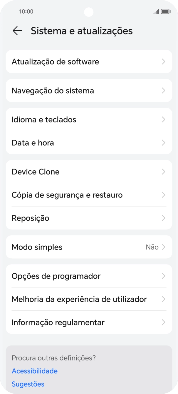 Prima Atualização de software. Se existir uma nova versão de software disponível, será agora indicado no ecrã. Siga as indicações no ecrã para atualizar o software do telefone.