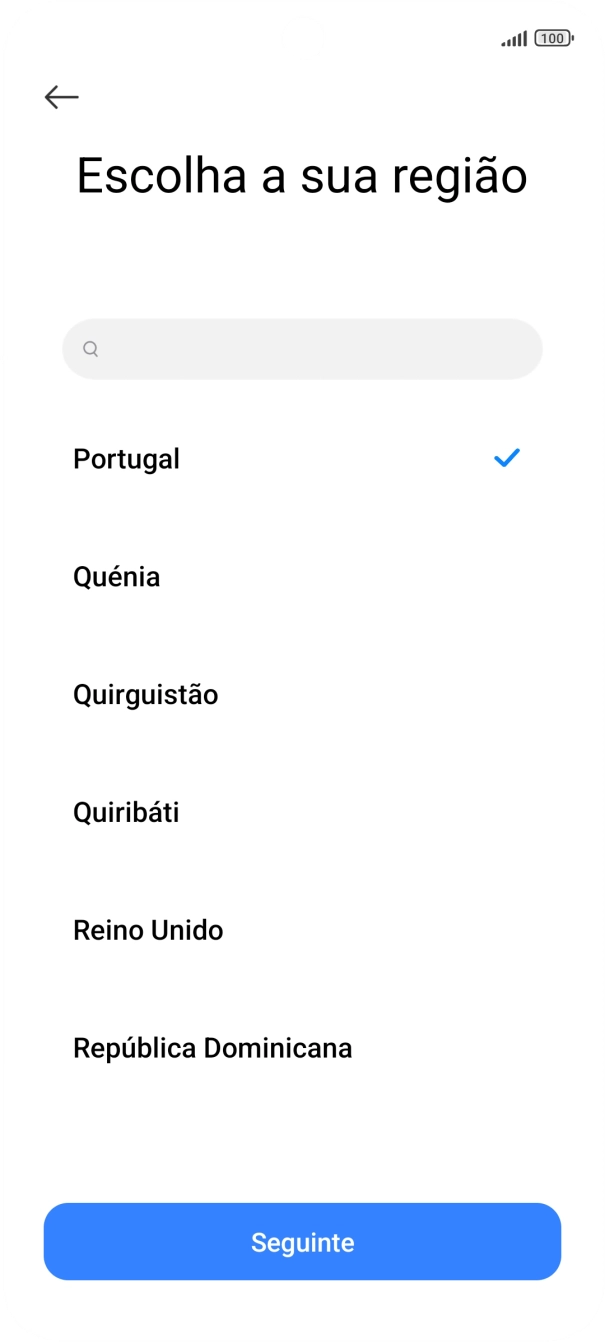 Prima a área ou país pretendido.