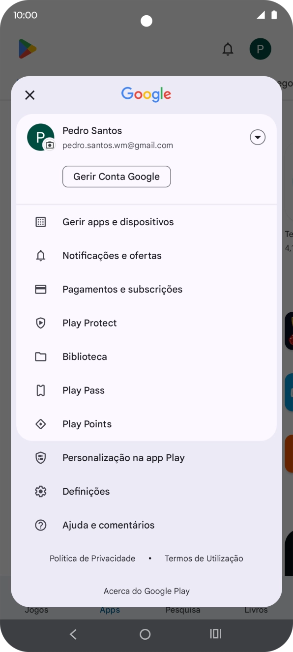 Prima Gerir apps e dispositivos.