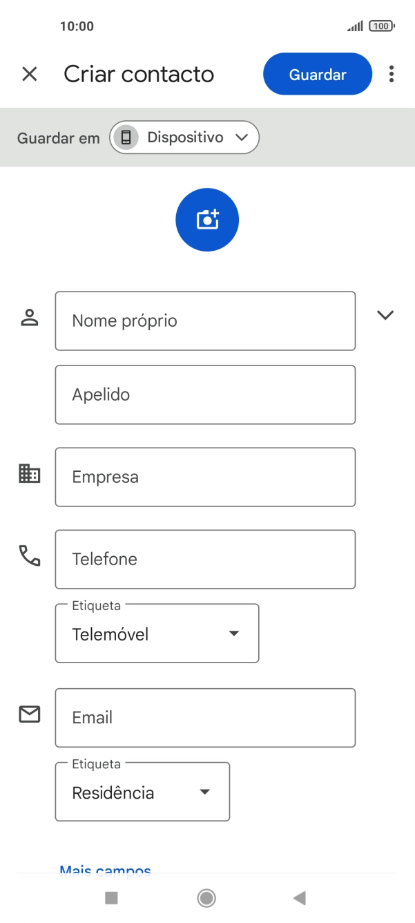 Prima Nome próprio e introduza o nome pretendido.