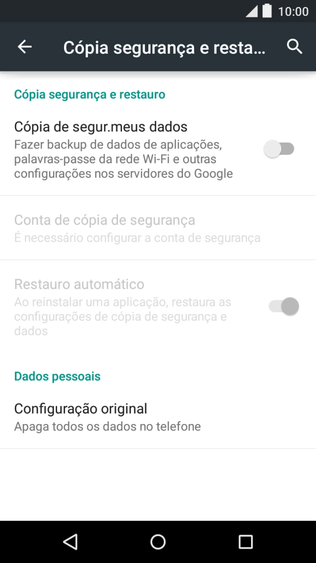 Prima Configuração original.