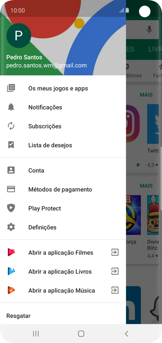 Prima Os meus jogos e apps.