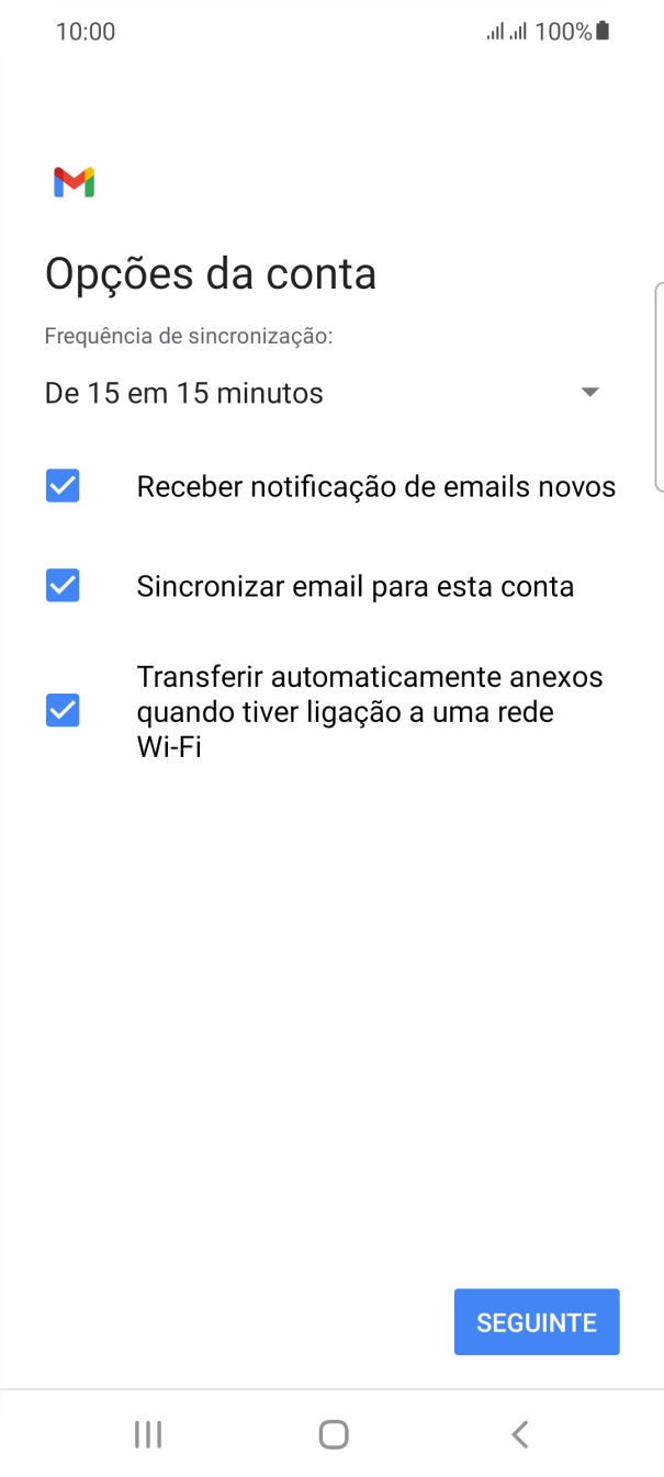 Se o ecrã mostrar esta imagem, a sua conta foi identificada e configurada automaticamente. Siga as indicações no ecrã para introduzir informações adicionais e concluir a configuração.