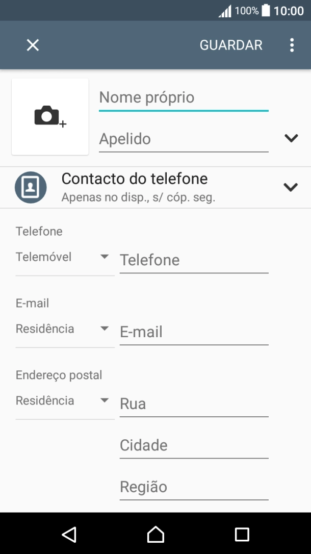 Prima Nome próprio e introduza o nome próprio.