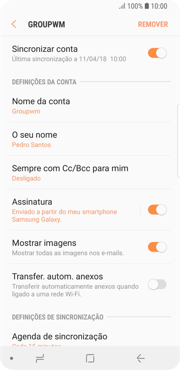 Prima Nome da conta para ativar a função.